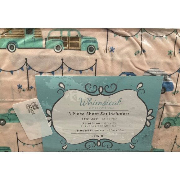Whimsical Collection Microfiber Twin 3-Piece Sheet Set With Camper & Car Design - Picture 4 of 5